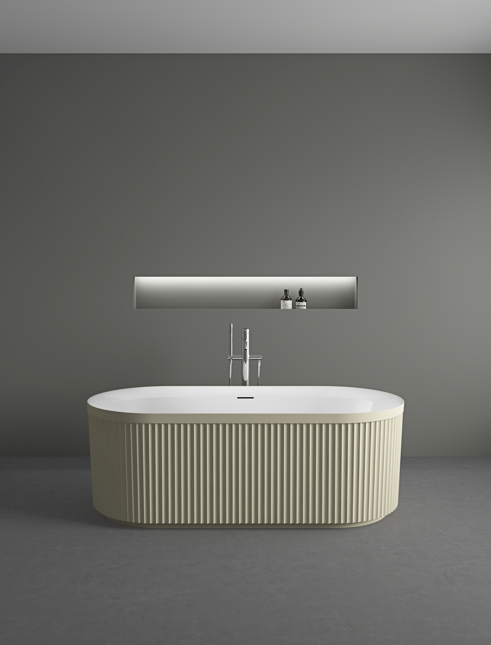 Ванна акриловая Vincea VBT-709-1700MG, 1700*800*585, цвет матовый бежевый/белый, щелевой перелив, слив белый