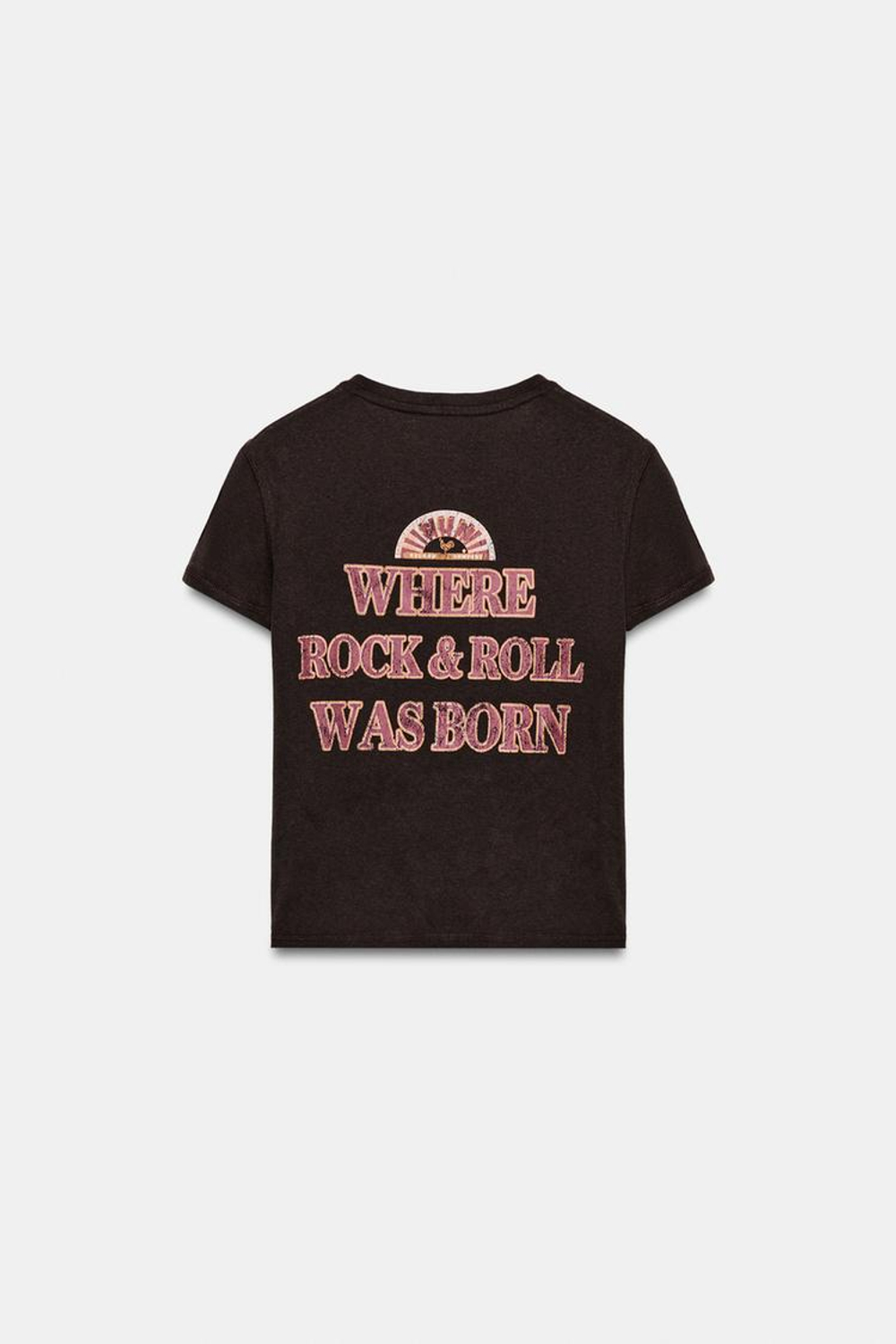 ZARA ФУТБОЛКА ЭЛВИС С КОРОТКИМ РУКАВОМ, ШОКОЛАДНЫЙ