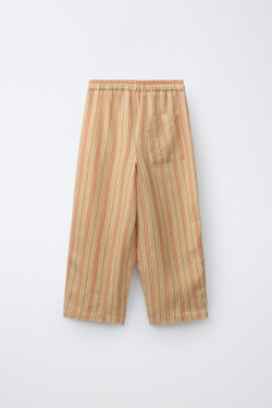 ZARA БРЮКИ RELAXED FIT В ПОЛОСКУ, ОРАНЖЕВЫЙ