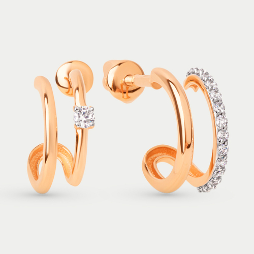 Серьги золотые с фианитами