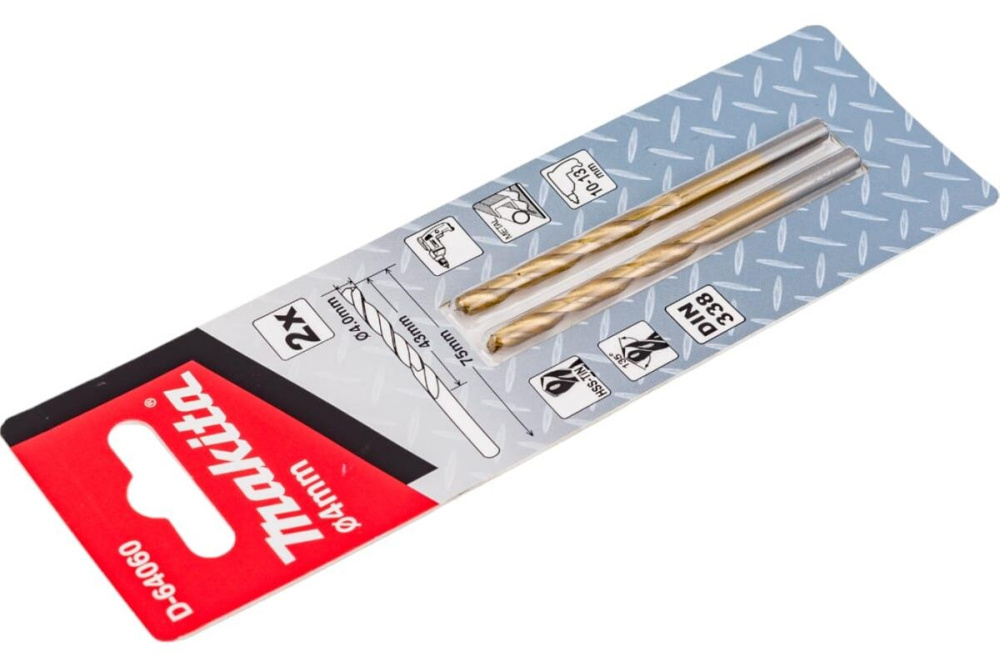 Сверло по металлу HSS-TiN Economy 4х43x75, 2 шт. Makita D-64060