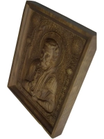 Освященная Икона Евгений Севастийский, резная, из дуба