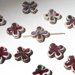 Бусина в форме цветка, 21,5*6,5мм, бордово-синяя, глазурированный фарфор