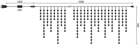 Светодиодная бахрома Sealed 3,2*0,9 м., 220V., 232 разноцветных LED ламп, черный каучук, Beauty Led (LL232-1-2M)