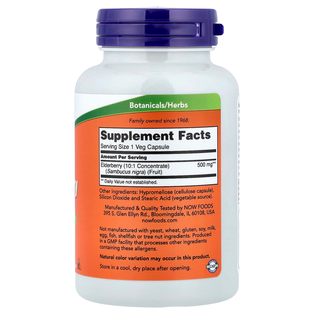 NOW Foods, бузина, 500 мг, 120 растительных капсул