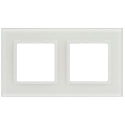 Рамка для розеток и выключателей ЭРА Elegance 14-5102-01М на 2 поста, стекло, белый матовый+бел.