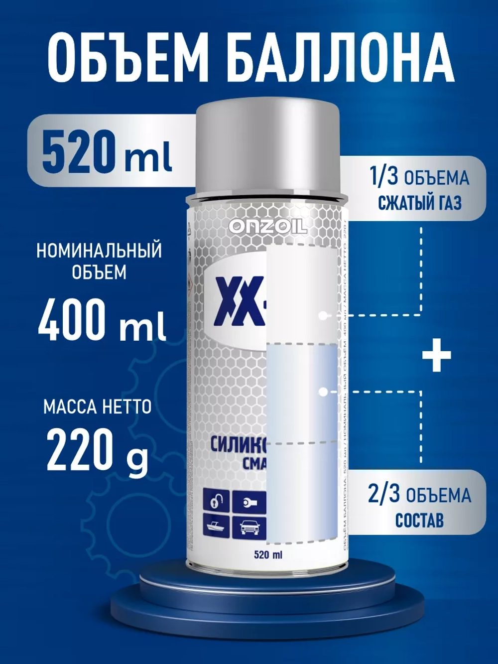 Силиконовая смазка для автомобилей ONZOIL 520 мл