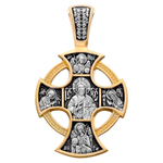 АРГО Крест из серебра 925 пробы с позолотой с образом Ангела Хранителя