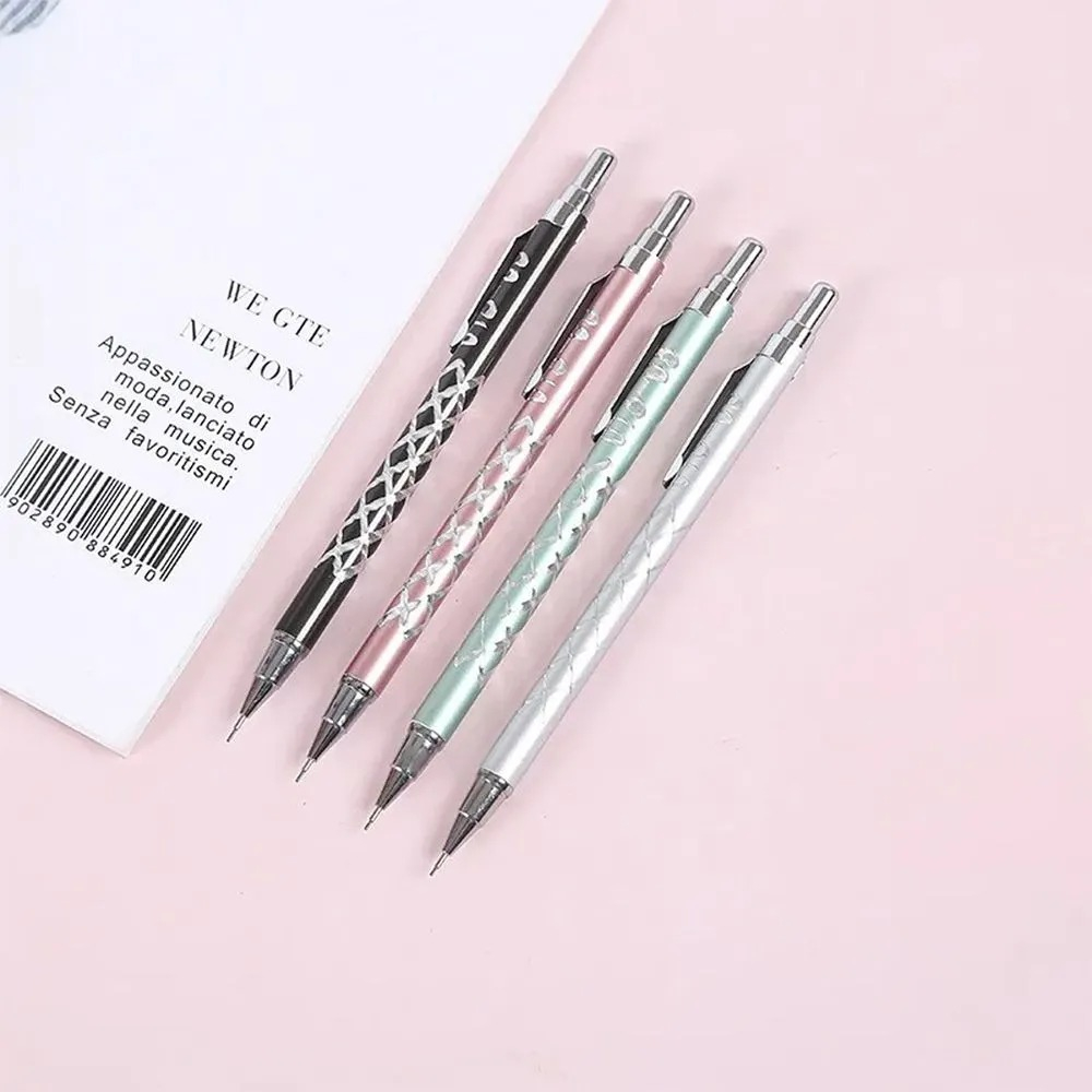 Механический карандаш выдвижной - 4 шт, автоматические ручки-карандаши с выдвигающимся черным грифелем 0,5 мм для черчения и рисования, тонкий с насечками