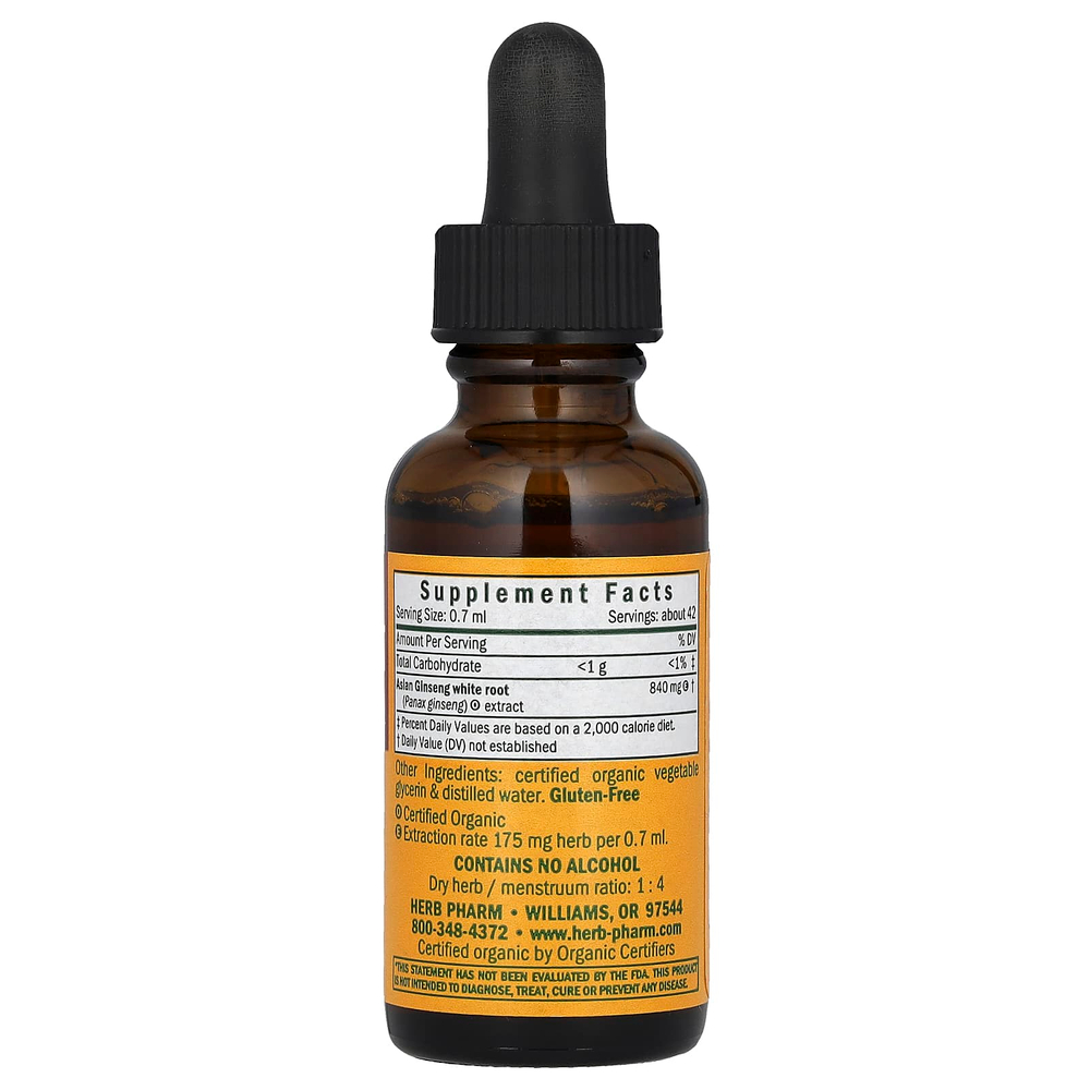 Herb Pharm, азиатский женьшень, без спирта, 30 мл (1 жидк. унция)