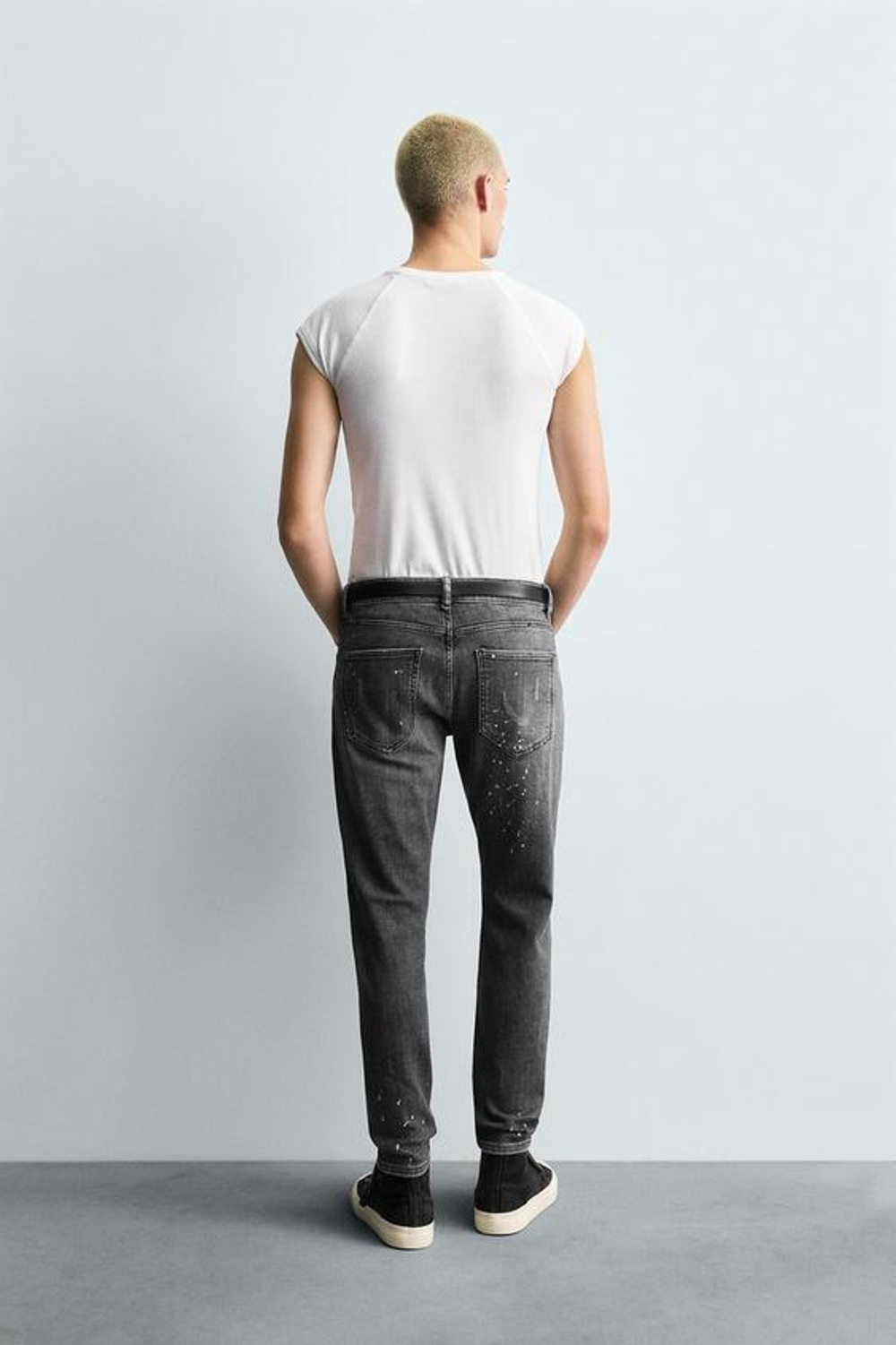 ZARA ДЖИНСЫ SKINNY FIT С ДЫРАМИ, СЕРЫЙ