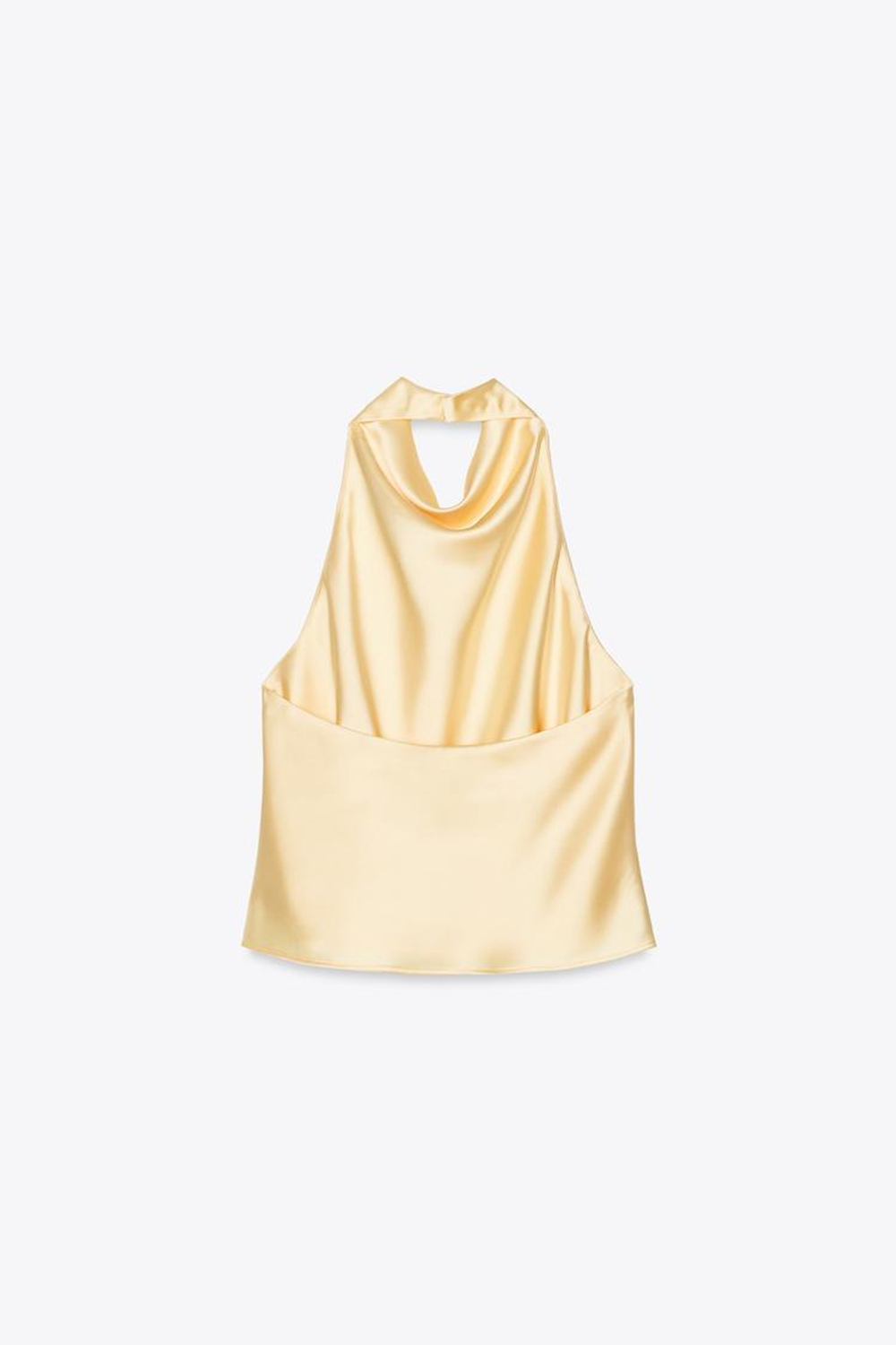ZARA АТЛАСНЫЙ ТОП С ГОРЛОВИНОЙ ХАЛТЕР, ЖЕЛТЫЙ