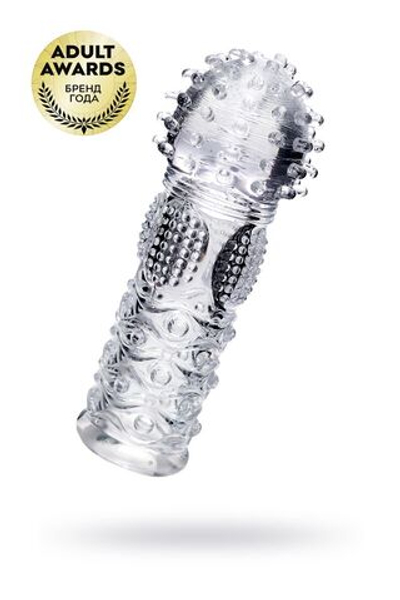 Прозрачная рельефная насадка на палец Hicks - 8,5 см. (Цвет: прозрачный)