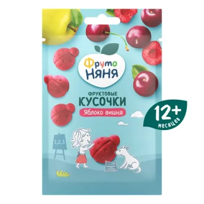 Фрутоняня Фруктовые кусочки яблоко-вишня 15 гр