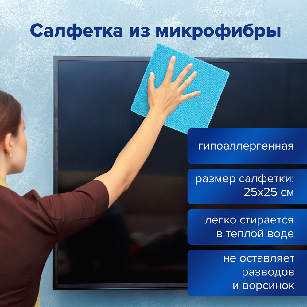 Чистящий набор для экранов всех типов и оптики BRAUBERG комплект салфетка и спрей 100 мл (2 штуки в упаковке)