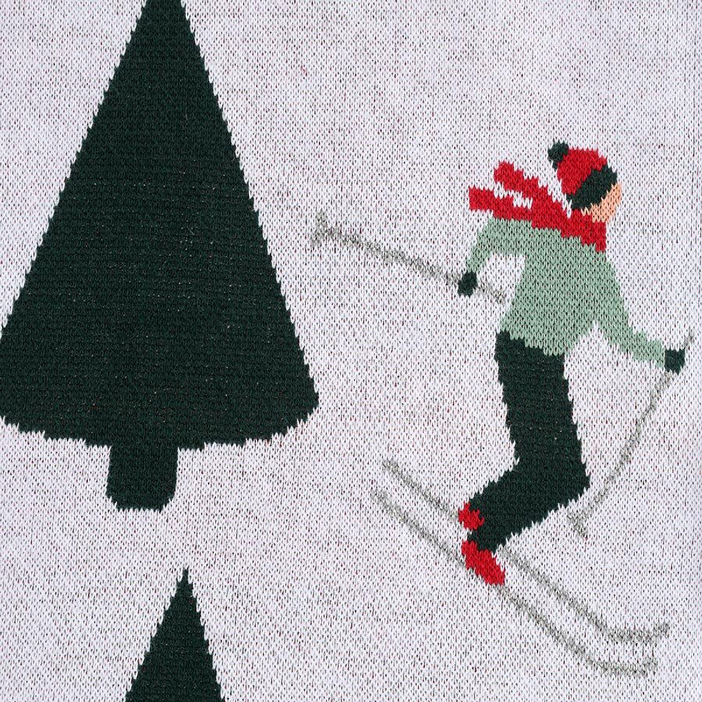 Плед из хлопка с новогодним рисунком let's ski из коллекции new year essential, 130x180 см
