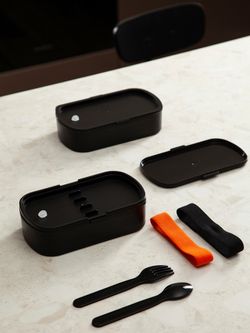 Ланч-бокс с приборами Food Time, 1 л, черный