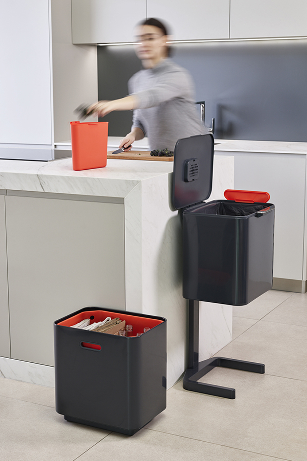 Контейнер для мусора с двумя баками totem max, 60 л, графит