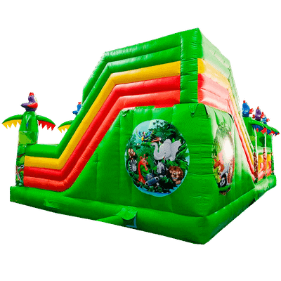 Коммерческий надувной батут "Джунгли" с горкой, 9*6*4.5 м