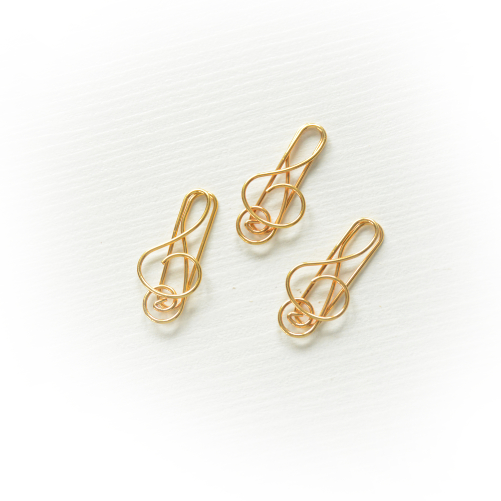 Скрепка фигурная "Скрипичный ключ",3,5х1,5 см,золото