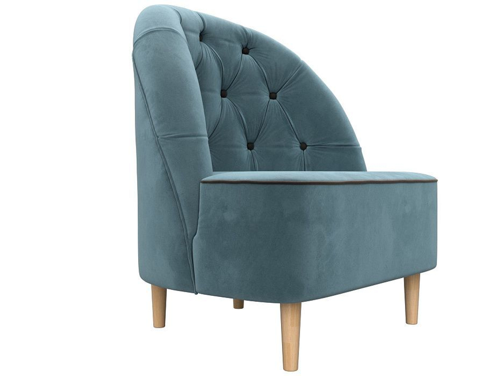 Кресло Амиса, Бирюзовый\Коричневый, Велюр, 110039