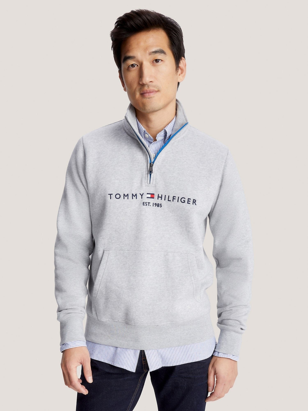 Свитшот Tommy Hilfiger Tommy Logo Quater-Zip Grey Heather