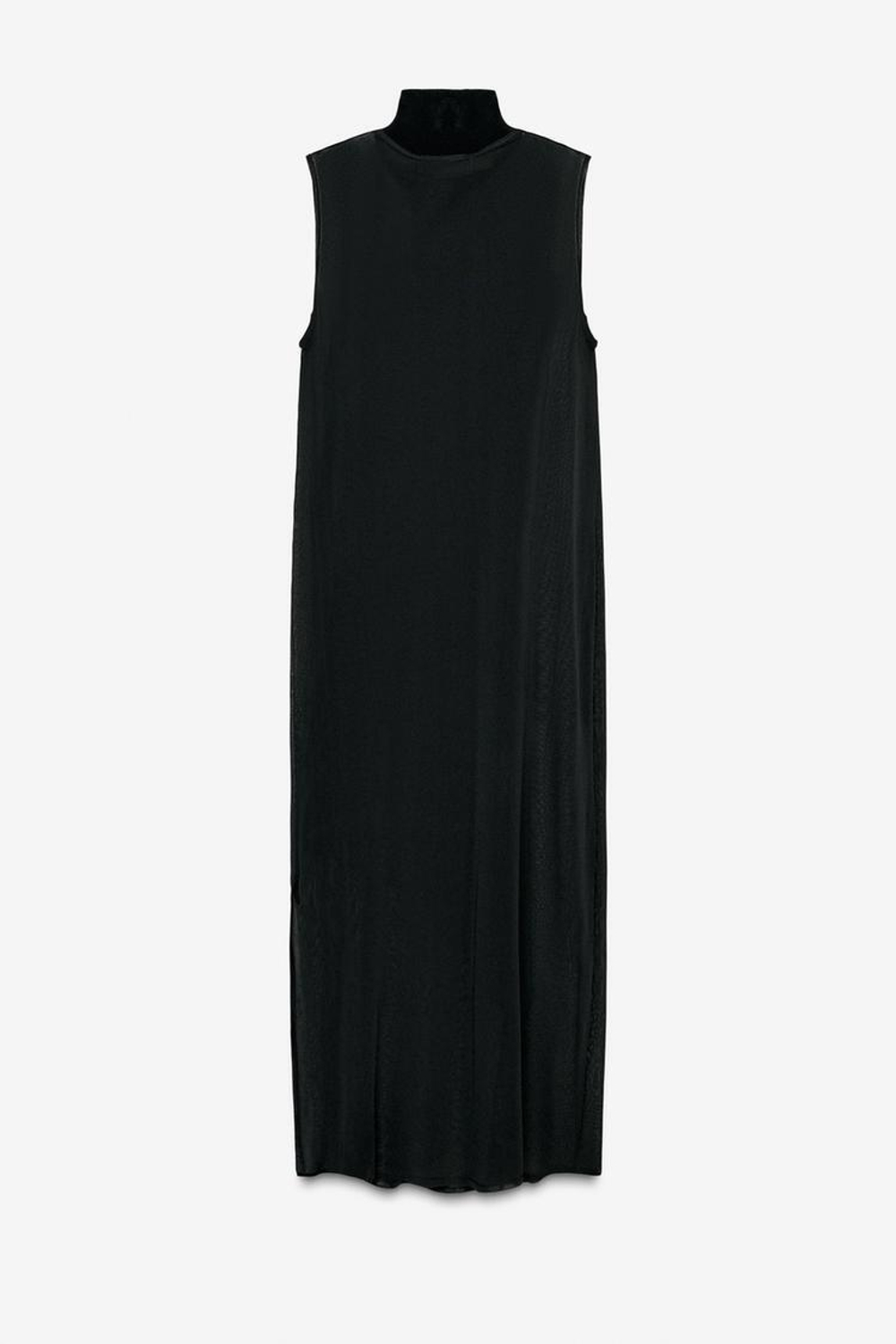 ZARA ПЛАТЬЕ МИДИ БЕЗ РУКАВОВ, ЧЕРНЫЙ