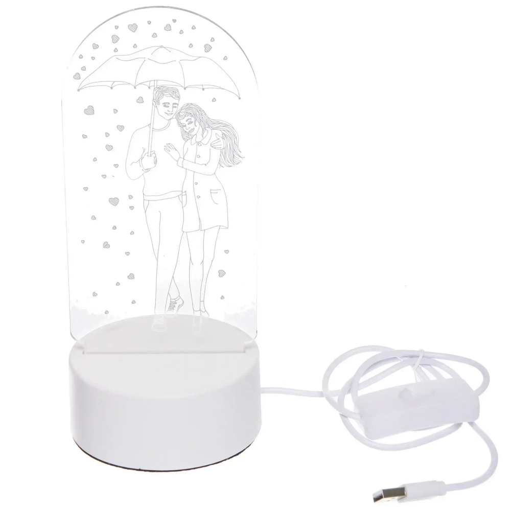 Светильник ночник «3D-Влюбленная пара» на пластиковой подставке, с включателем USB