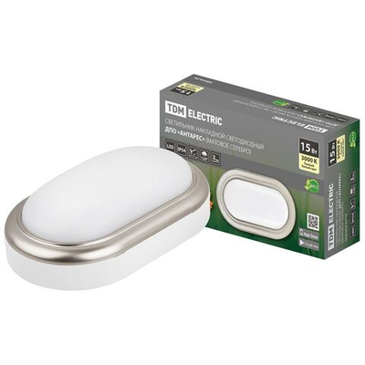 Светильник светодиод, TDM, ДПО Антарес, 15 Вт, 4000 К, IP54, 22.1х13.1х6.8 см, мат сер, SQ0354-0021