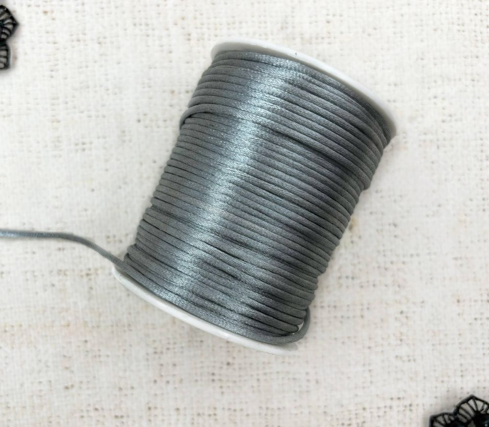 Шнур круглый атласный (для воздушных петель), 2 мм, тёмно-серый