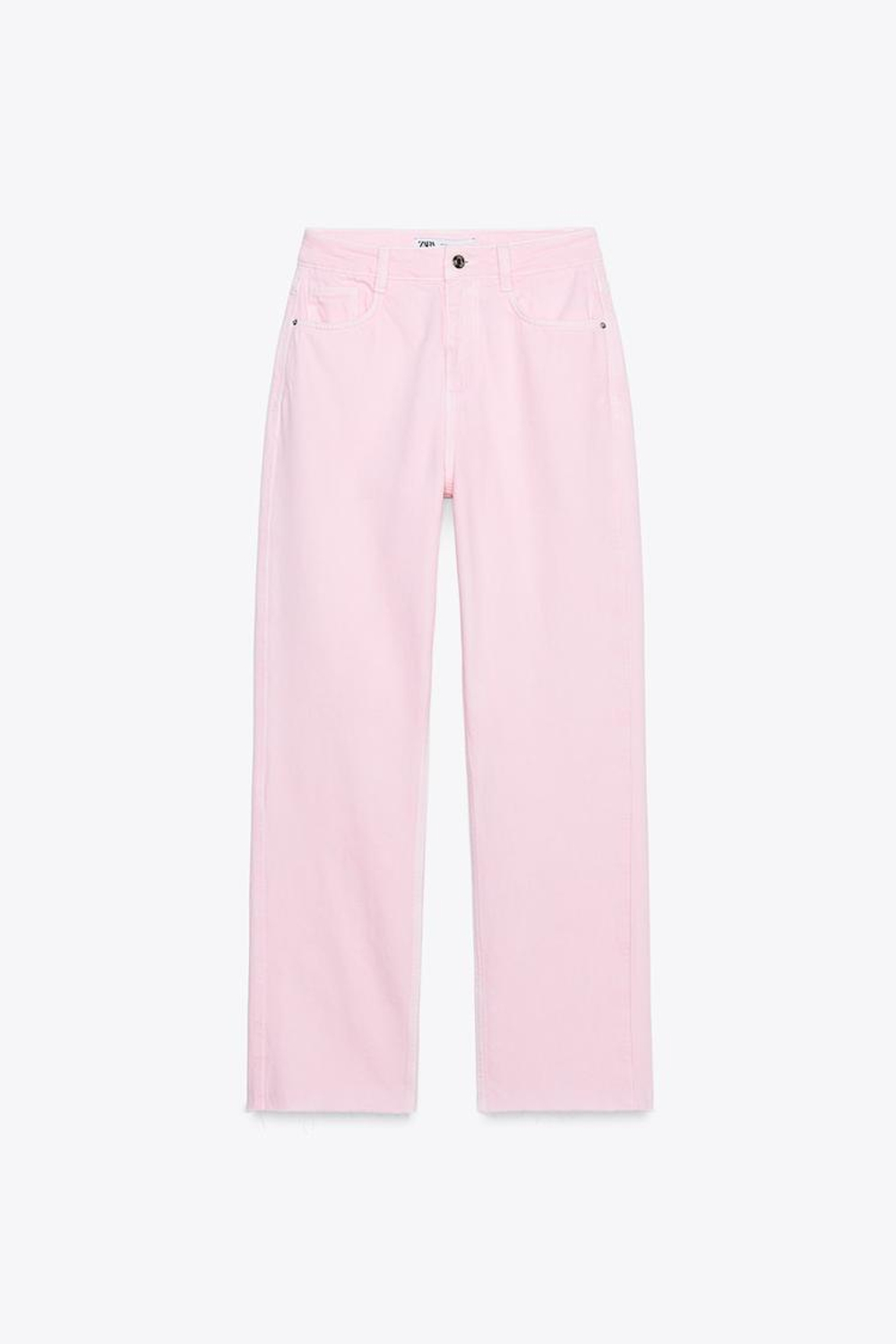 ZARA ДЖИНСЫ Z1975 STRAIGHT LEG HIGH WAIST, РОЗОВЫЙ