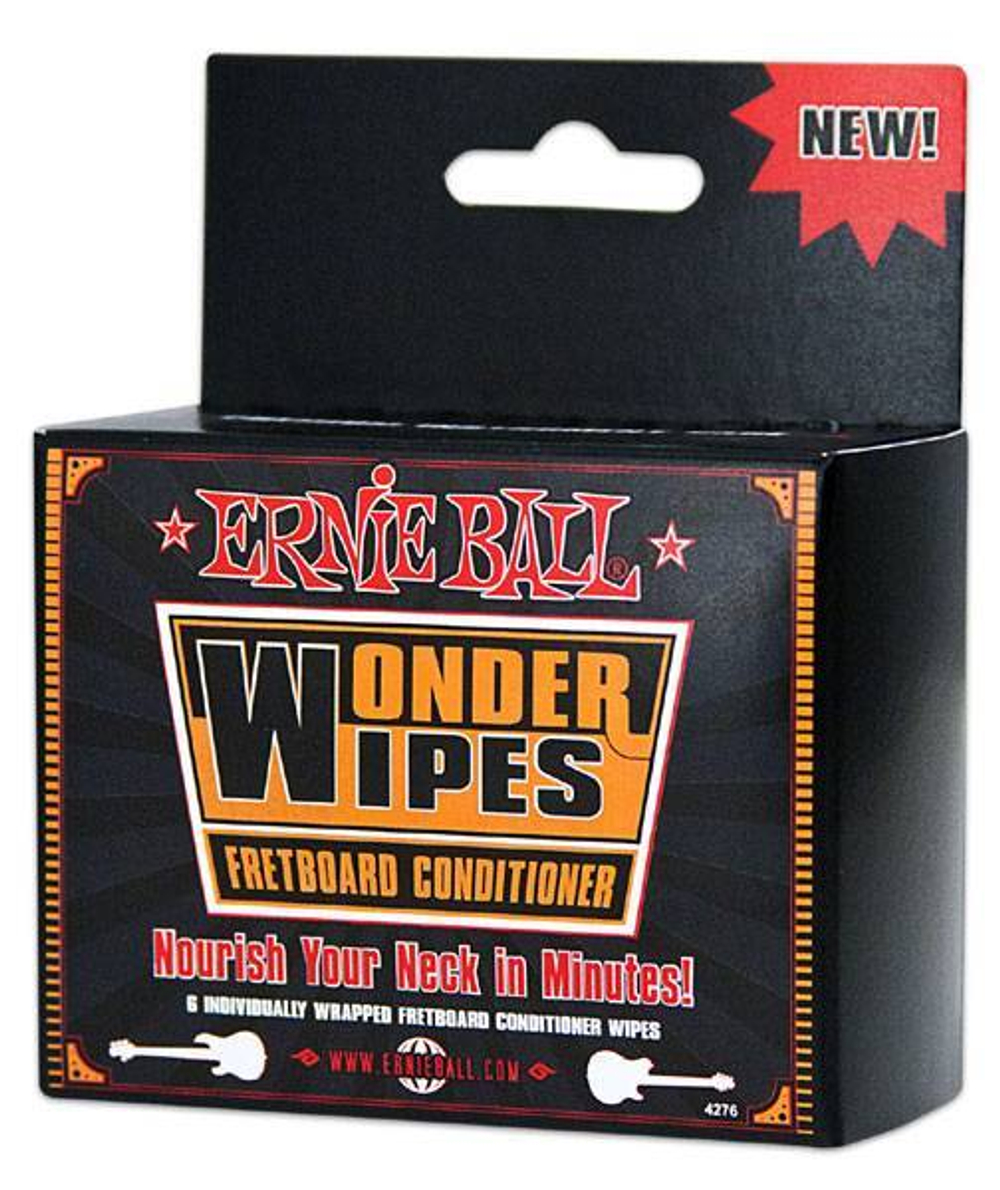 Ernie Ball P04276 Wonder Wipes Fretboard Conditioner Набор из 6 салфеток для чистки накладки грифа, каждая упакована отдельно.