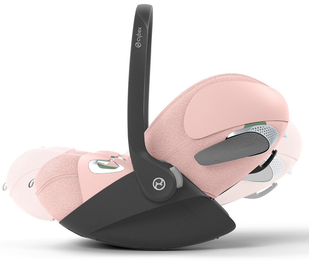Коляска Cybex Coya Matt Black Frame Cloud T i-Size Peach Pink Plus Leaf Green с дождевиком и бампером