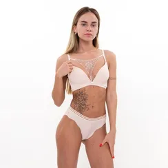 Комплект женский (топ/трусы), цвет бежевый, размер 75В