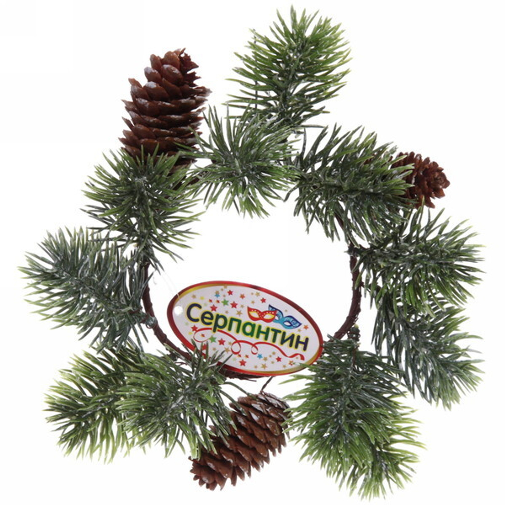 Венок хвойный новогодний «Золотистый лес» , 20 см