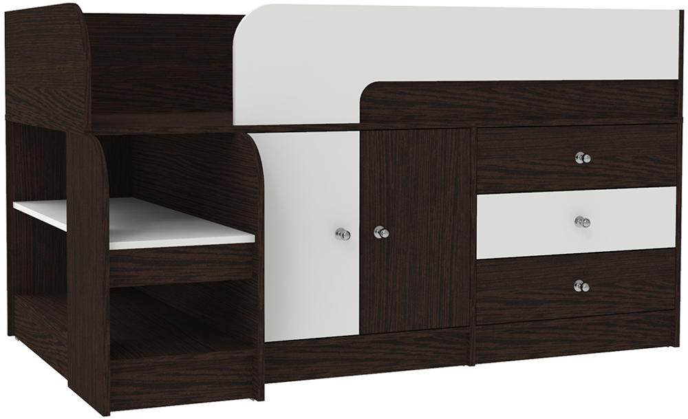 Кровать-чердак КарИВи Астра 9, 1 Венге Белый