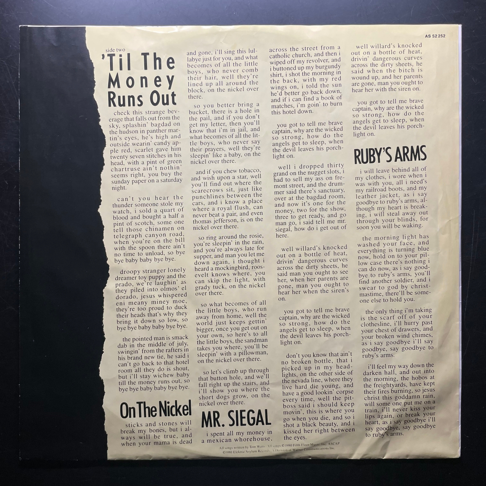 Tom Waits ‎– Heartattack And Vine (Германия 1980г.)