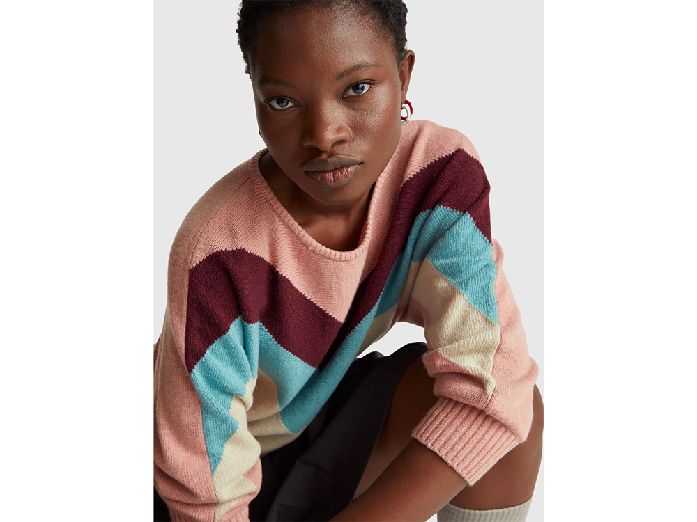 Benetton Свитер с вырезом лодочка «Stranger Things», пудрово-розовый