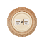 Розетка RJ45 информационная двойная, керамика, цвет Песочное золото B1-302-04