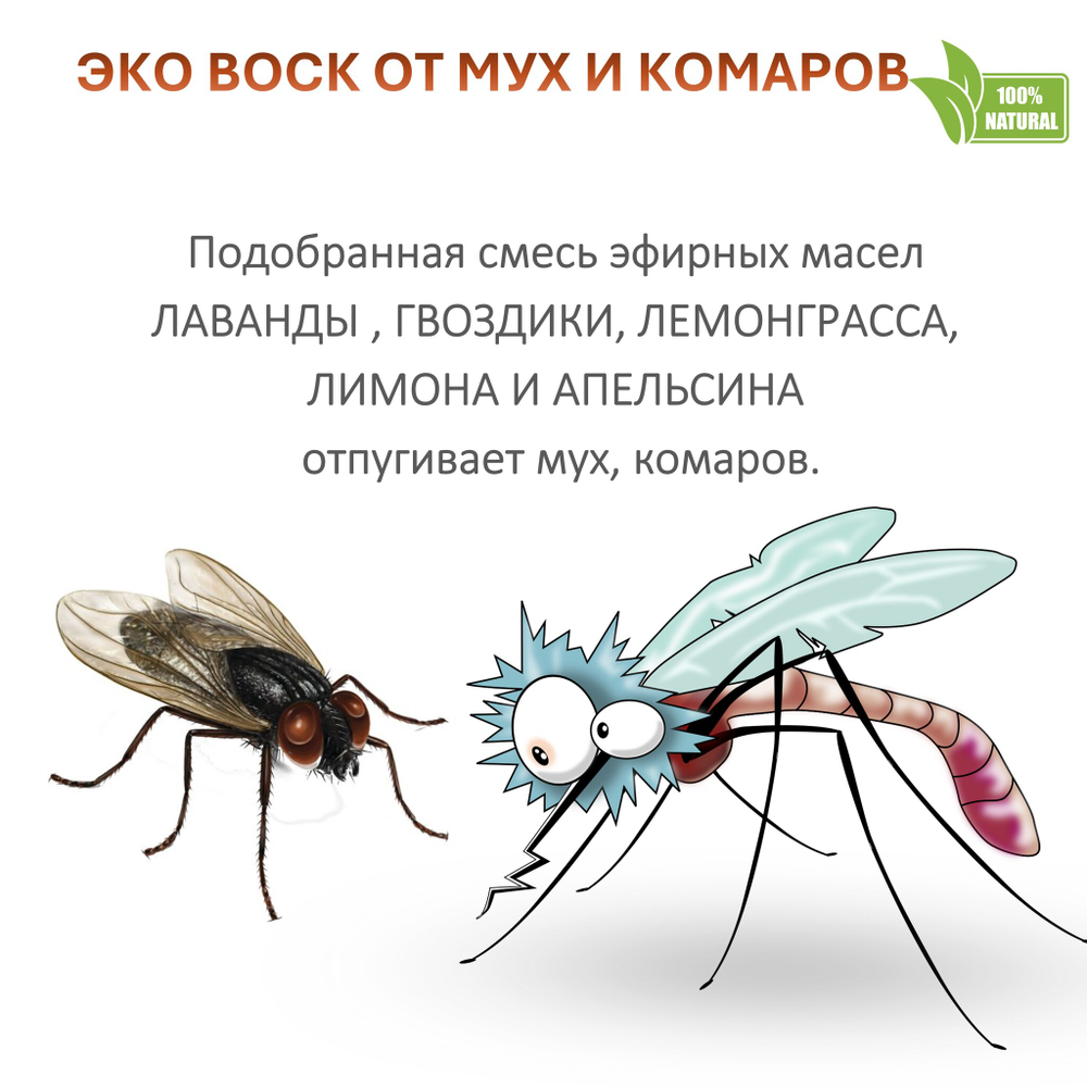 Воск ароматический, ОТ МУХ И КОМАРОВ, насыпной в гранулах с фитилем / свеча в гранулах