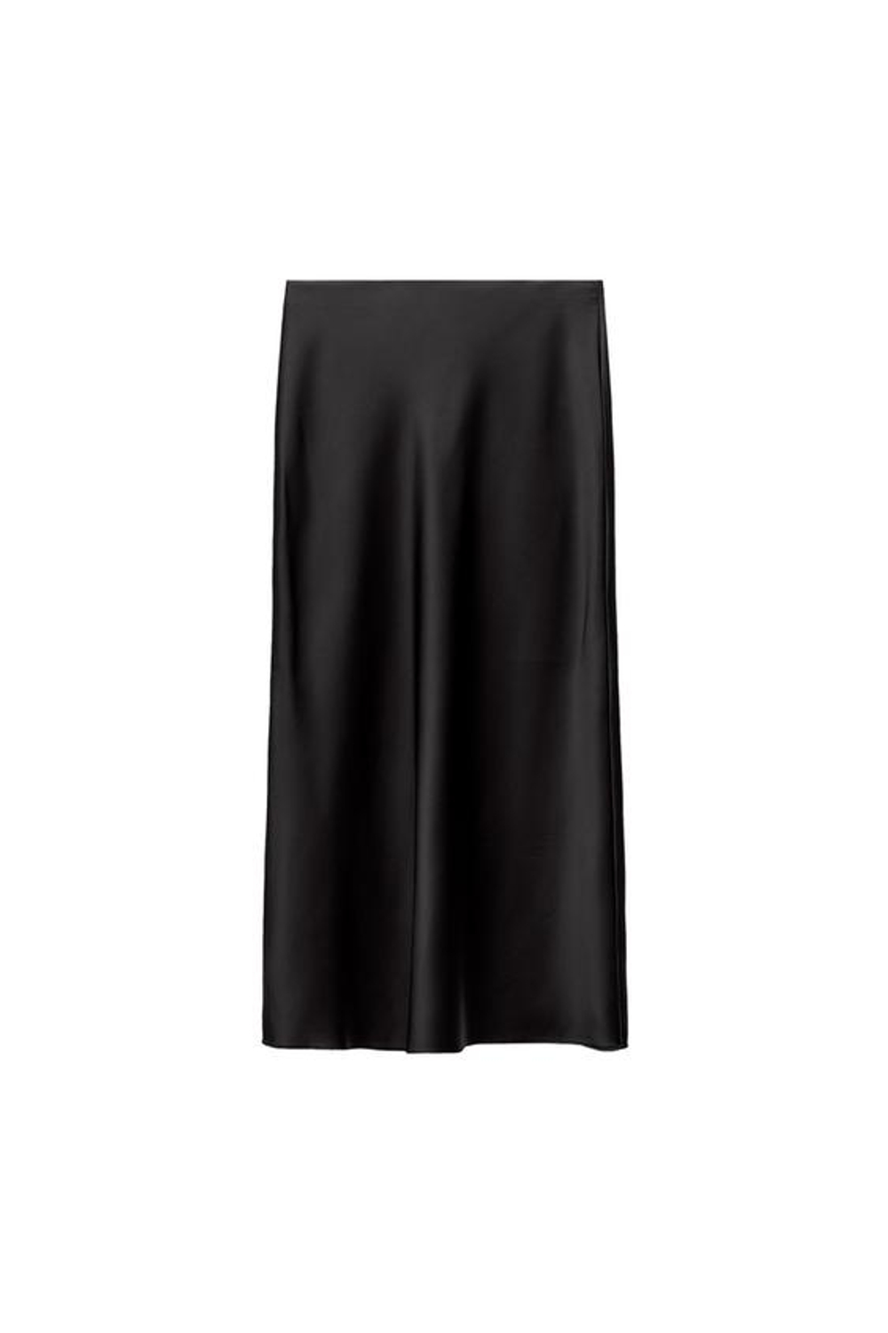 ZARA АТЛАСНАЯ ЮБКА МИДИ, ЧЕРНЫЙ