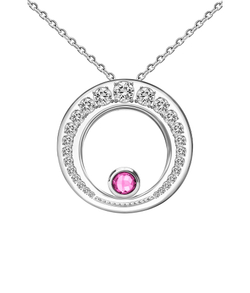 Подвес большой из серебра со вставками из выращенного рубина и бесцветных фианитов