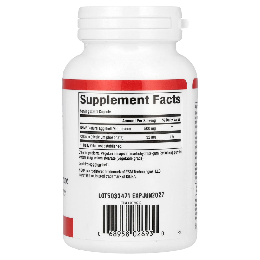 Natural Factors, NEM, натуральная оболочка из яичной скорлупы, 60 вегетарианских капсул