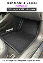 комплект эва ковриков в салон авто для tesla model 3 17- н.в. от supervip