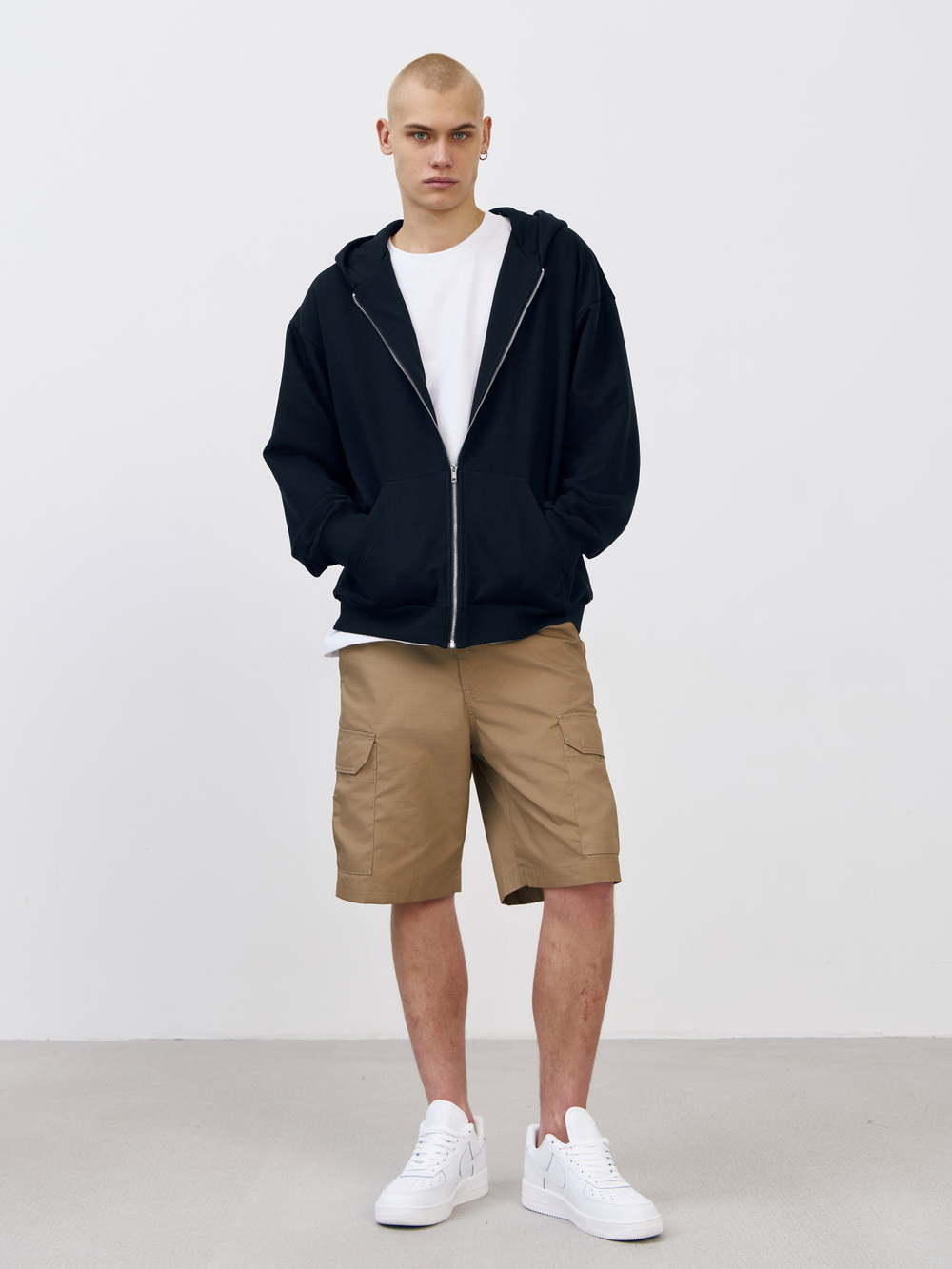 Худи зип с начесом (черный)