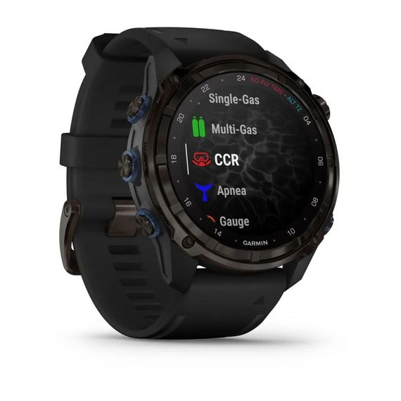 Умные часы Garmin Descent MK3i 51 мм титановый корпус с DLC покрытием с черным силиконовым ремешком
