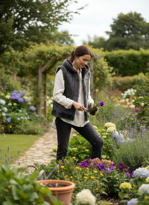 Жилет из натуральной овчины с капюшоном. 58-60 размер