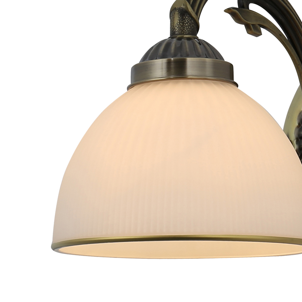 Настенный светильник 1x40Вт E27, металл/стекло, бронза, белый матовый плафон