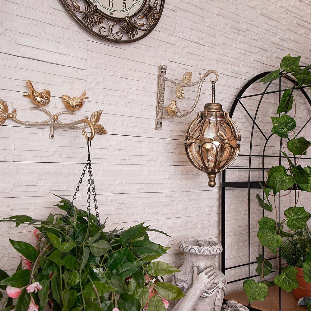 Кронштейн для цветов Птичка Терра Ливз Айвори Мраморное золото