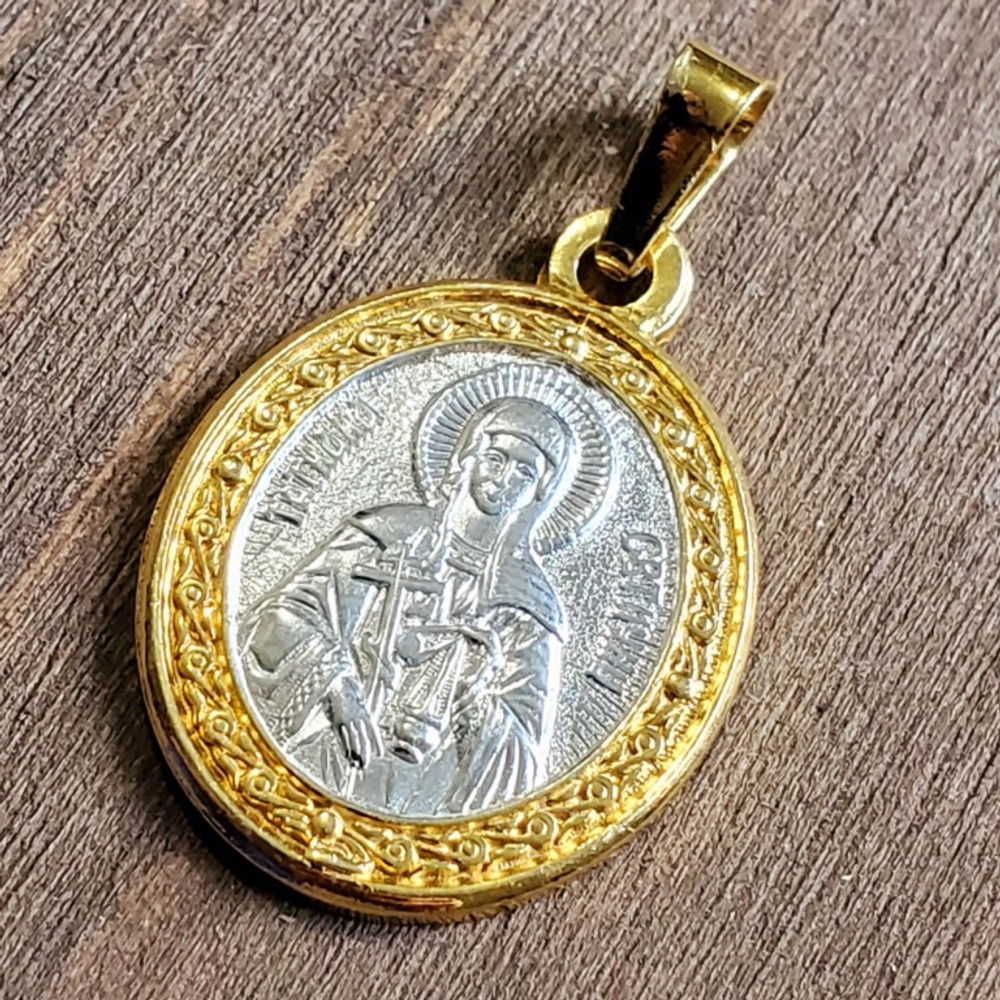 Нательная именная икона святая Татьяна с позолотой кулон медальон с молитвой